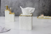 Vanity Accessories With Gold Beads Square Tissue Box